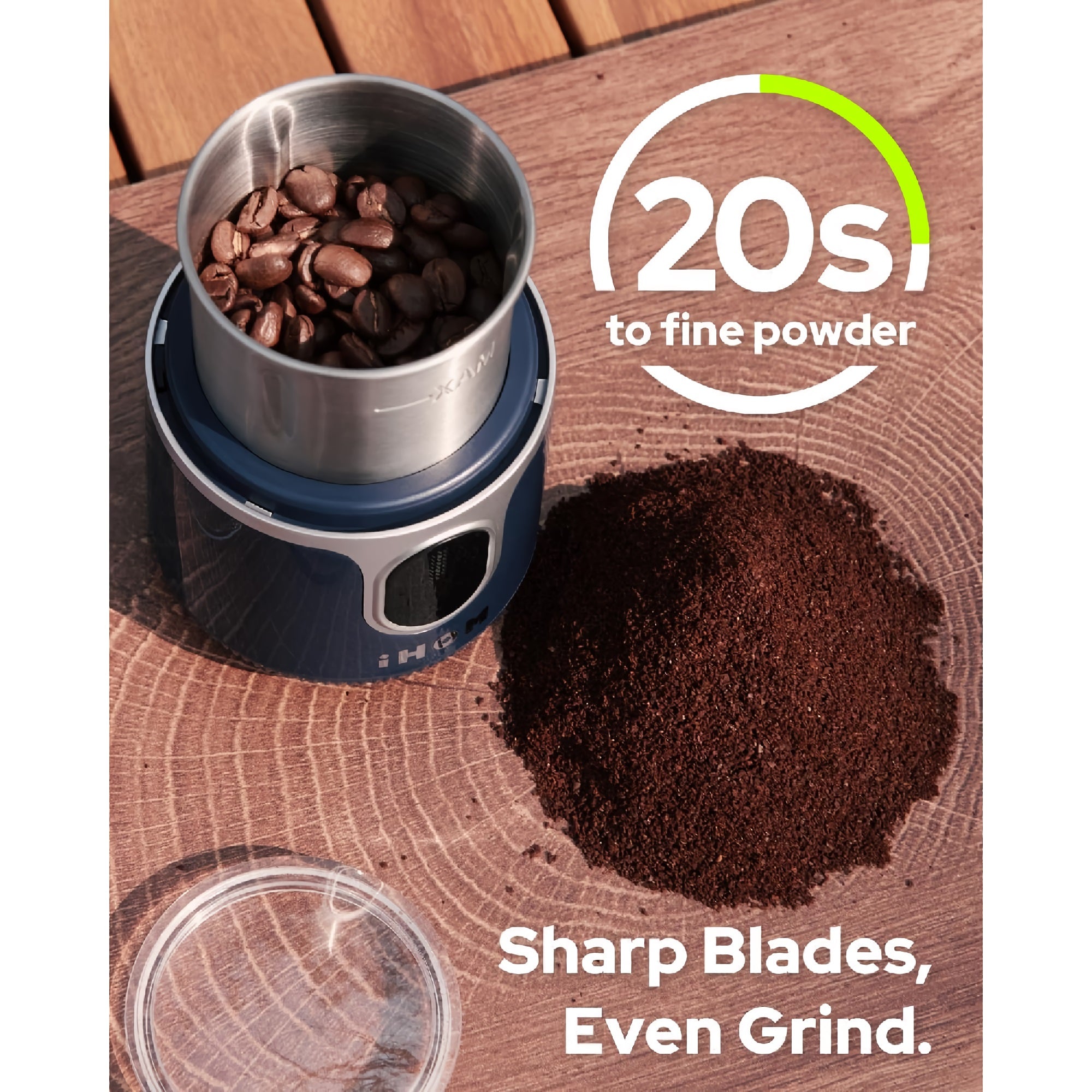 Cordless Coffee Grinder, Electric Bean Spice Grinder with 304 Stainless Steel Blade, 85 Grinds Per Charge for Home, Kitchen, Travel - ICG-1001L Cordless Coffee Grinder, Electric Bean Spice Grinder with 304 Stainless Steel Blade, 85 Grinds Per Charge for Home, Kitchen, Travel - ICG-1001L